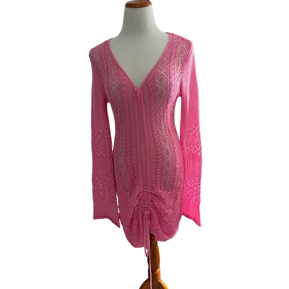 SNDYS Women's Small Pink Knit Sweater Dress
